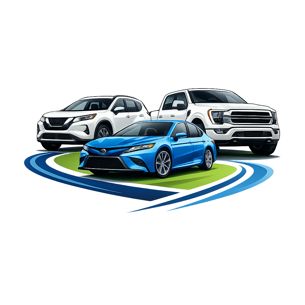 Toyota Camry, Nissan Rogue, and Ford F-150 — available at Tiber Auto